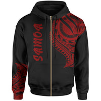 Samoa Zip Hoodie Samoan Tatau Red Patterns Unisex Black - Polynesian Pride