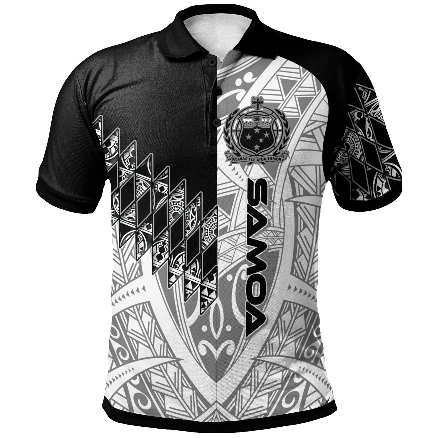 Samoa Polo Shirt Symmetry Style Unisex Black - Polynesian Pride