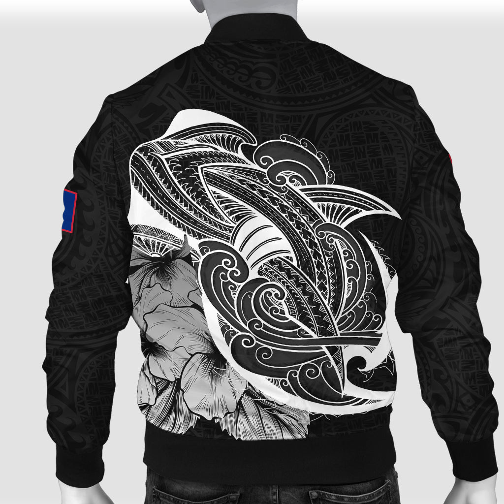 Guam Men's Bomber Jacket Shark Coat Of Arms Black Style LT6 - Polynesian Pride