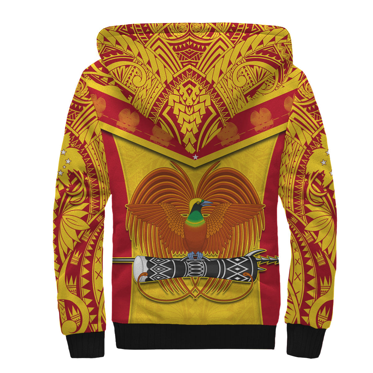 Papua New Guinea Rugby Sherpa Hoodie PNG Kumuls Bird Of Paradise Yellow LT14 - Polynesian Pride