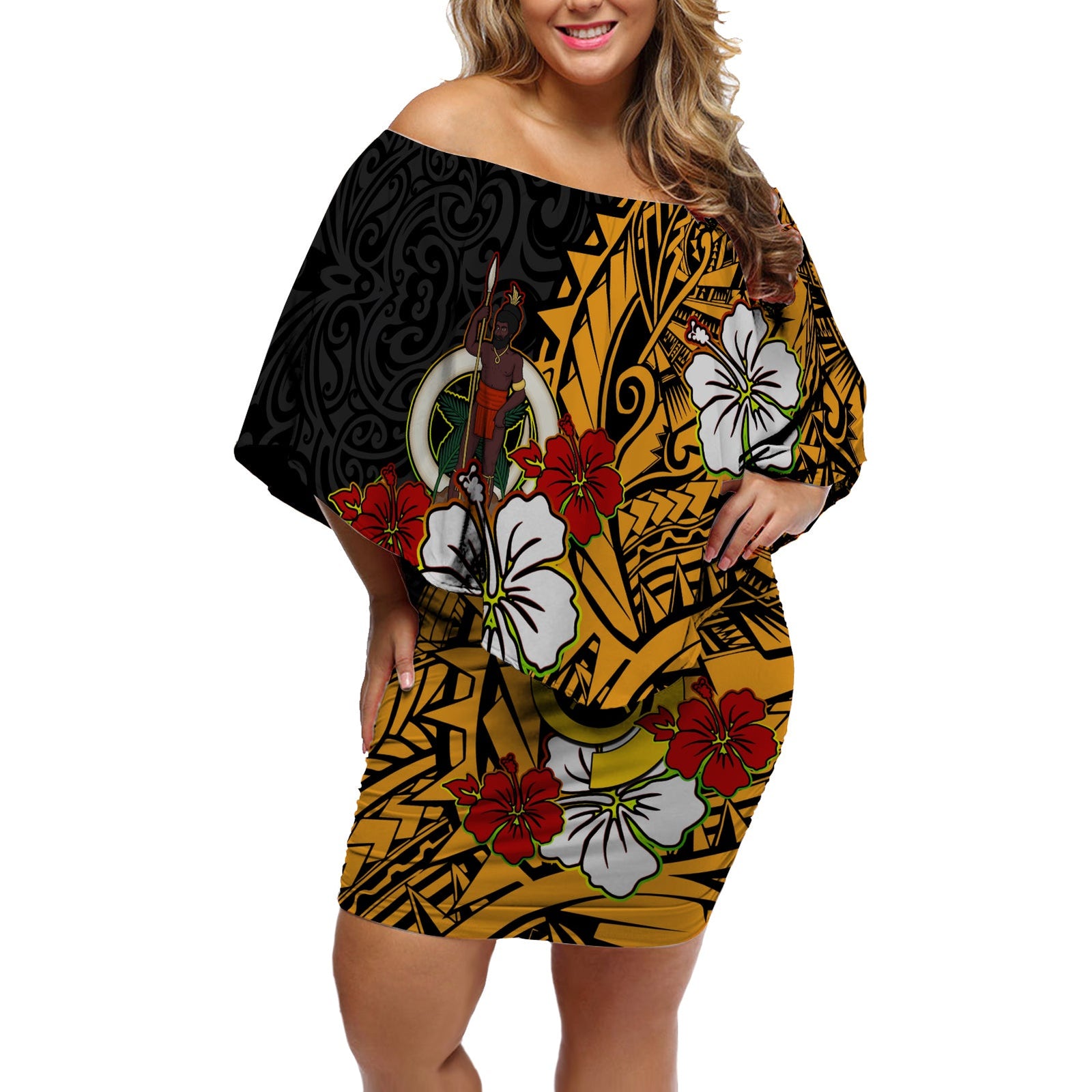 Vanuatu Off Shoulder Short Dress Polynesia Delightful Version 02 LT13 Women Art - Polynesian Pride