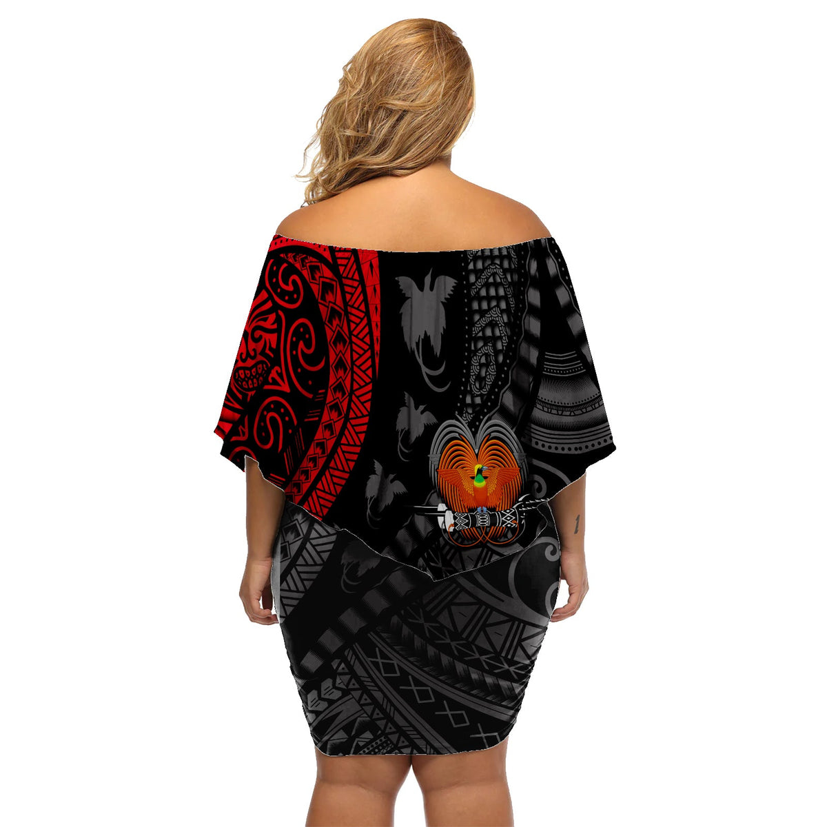 Papua New Guinea Off Shoulder Short Dress Raggiana Birds Of Paradise Happy 47th Independence Day LT13 - Polynesian Pride