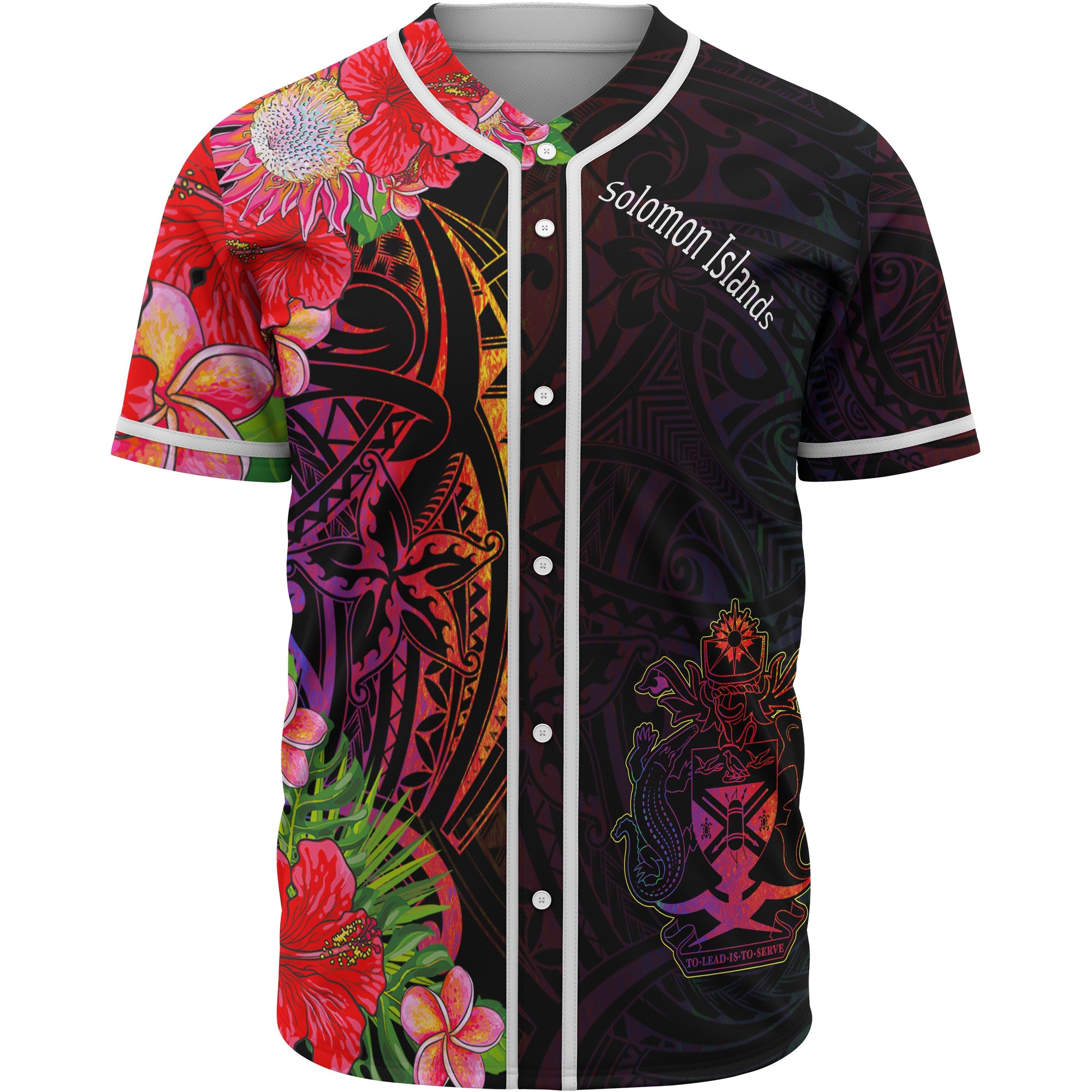 Solomon Islands Baseball Shirt - Tropical Hippie Style Unisex Black - Polynesian Pride