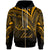 Solomon Islands Zip Hoodie Gold Color Cross Style Unisex Black - Polynesian Pride