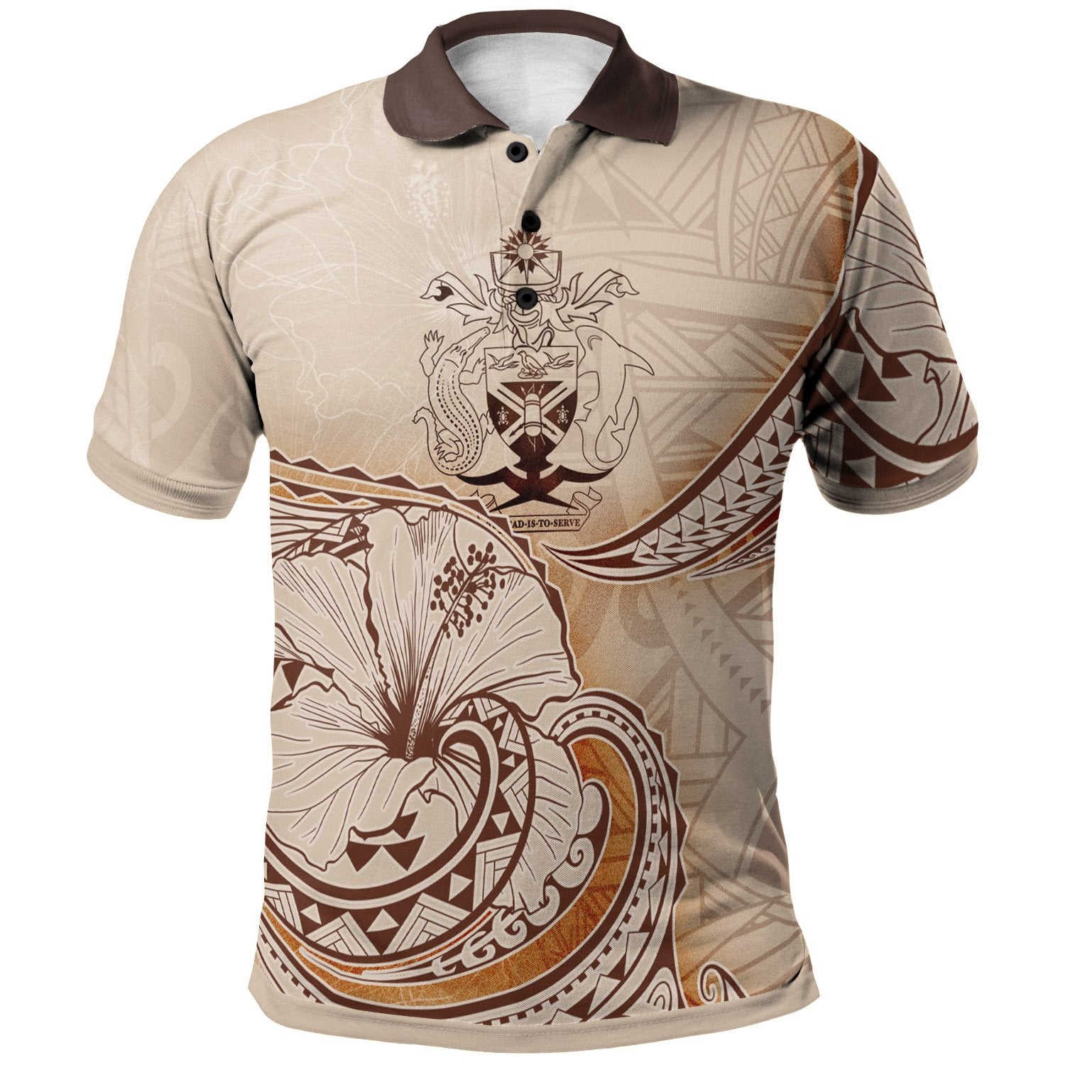 Solomon Islands Polo Shirt Hibiscus Flowers Vintage Style Unisex Nude - Polynesian Pride