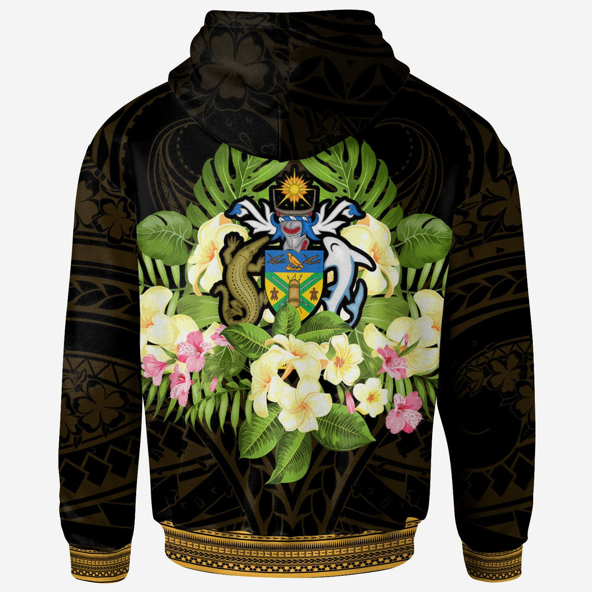 Solomon Islands Hoodie Polynesian Gold Patterns Collection - Polynesian Pride