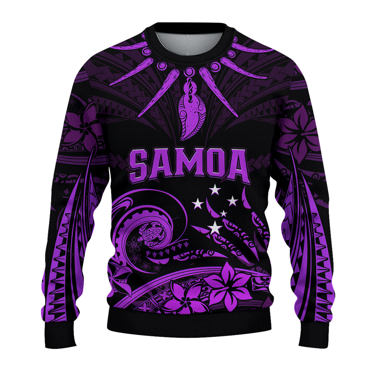 (Custom Personalised) Samoa Tatau Sweater Purple Polynesian Ula Nifo LT13 Unisex Purple - Polynesian Pride