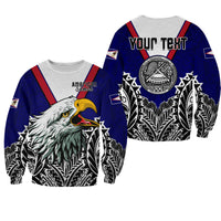 (Custom Personalised) American Samoa Sweatshirt Bald Eagle Mix Polynesian LT13 Unisex Blue - Polynesian Pride