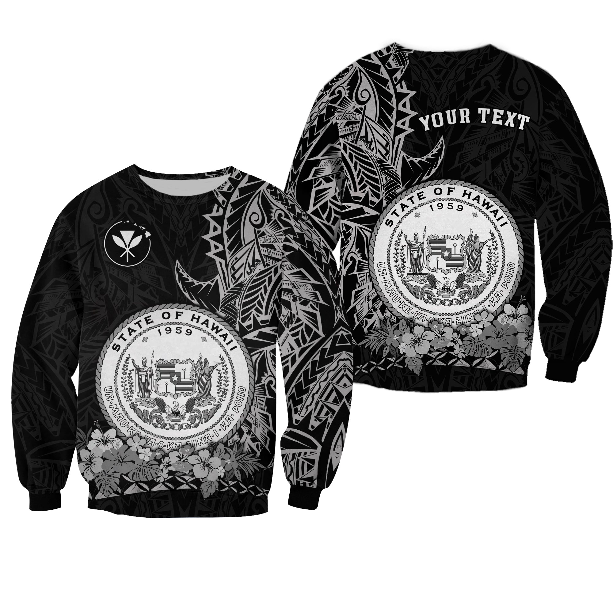 (Custom Personalised) Hawaiian Polynesian Sweatshirt White Seal of Hawaii LT13 Unisex White - Polynesian Pride