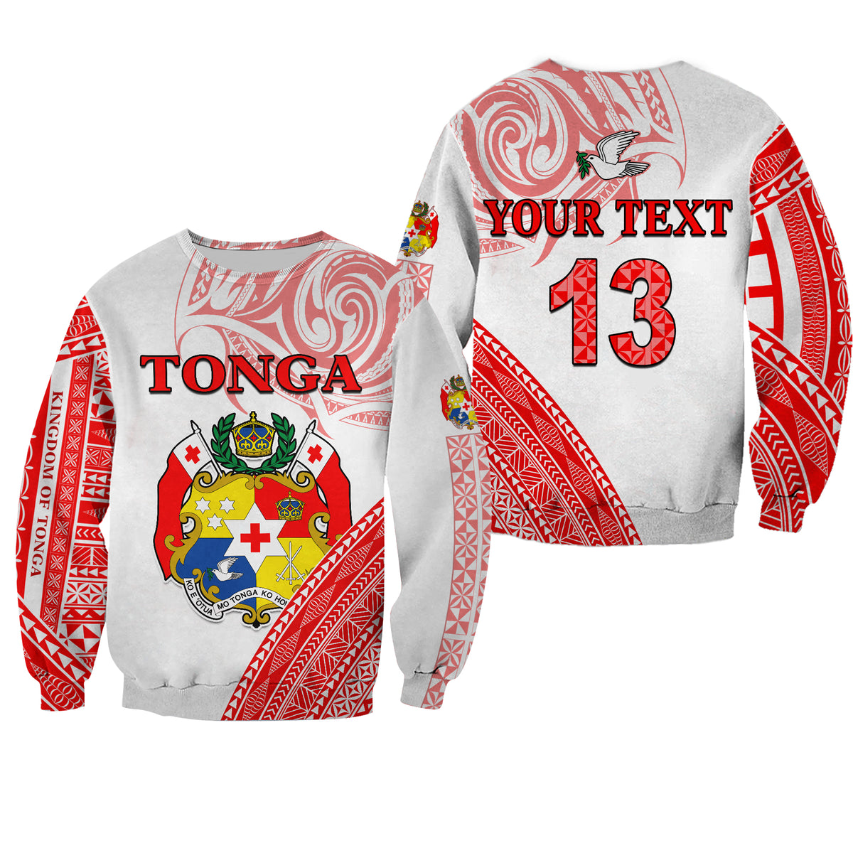 (Custom Text and Number) Tonga Sweatshirt Tongan Pattern Blithesome LT13 Unisex Red - Polynesian Pride