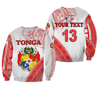 (Custom Text and Number) Tonga Sweatshirt Tongan Pattern Blithesome LT13 Unisex Red - Polynesian Pride