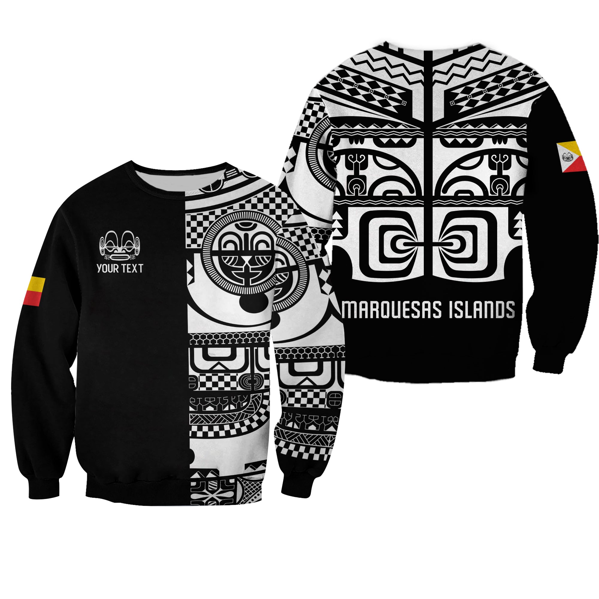 (Custom Personalised) Marquesas Islands Tiki Sweatshirt Marquesan Tattoo LT13 Unisex Black - Polynesian Pride