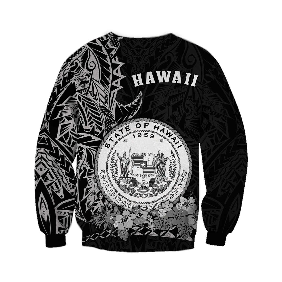 Hawaiian Polynesian Sweatshirt White Seal of Hawaii LT13 - Polynesian Pride