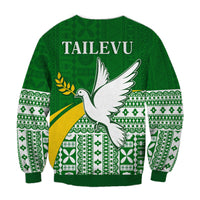 Tailevu Rugby Sweatshirt Fiji Rugby Tapa Pattern Green LT13 - Polynesian Pride