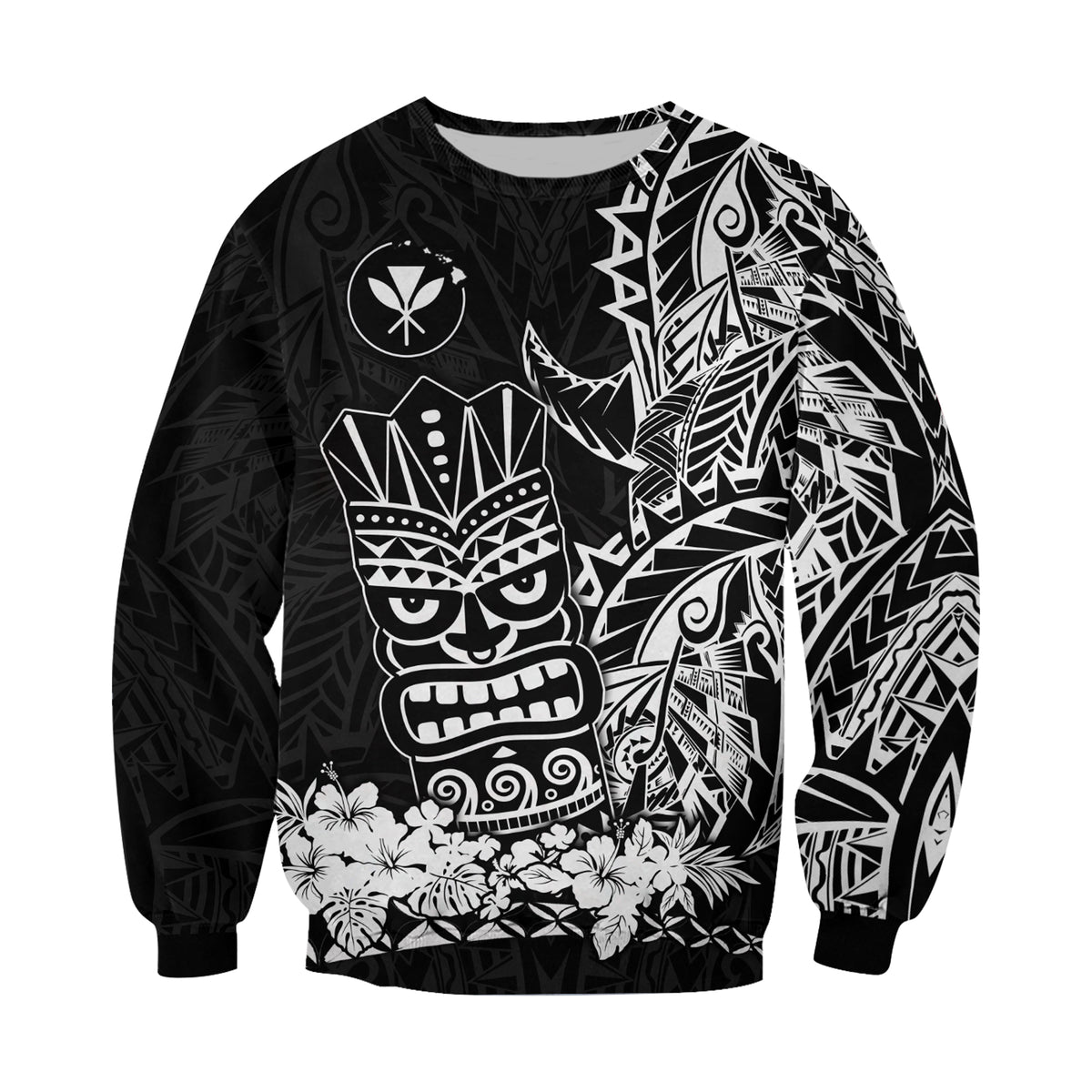 (Custom Personalised) Hawaii Polynesian Sweatshirt White Tiki Masks Hawaiian LT13 - Polynesian Pride