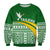 (Custom Text and Number) Tailevu Rugby Sweatshirt Fiji Rugby Tapa Pattern Green LT13 - Polynesian Pride