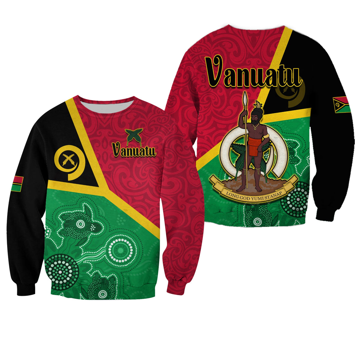Vanuatu Sweatshirt Aboriginal Turtle Mix Sand Drawing LT13 Unisex Red - Polynesian Pride