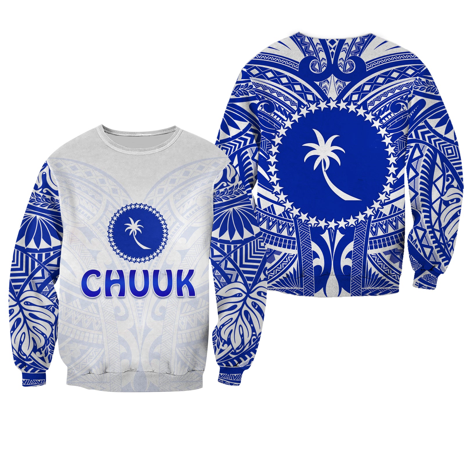 Chuuk Sweatshirt Micronesia Simple Pattern White LT13 Unisex White - Polynesian Pride
