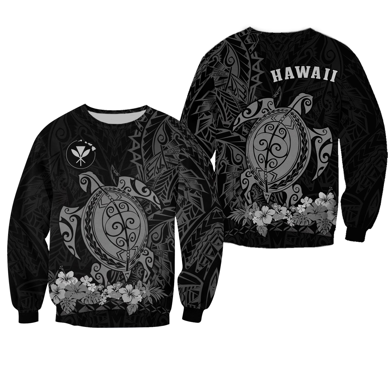 Hawaii Polynesian Sweatshirt Gray Sea Turtles Hawaiian LT13 Unisex Gray - Polynesian Pride