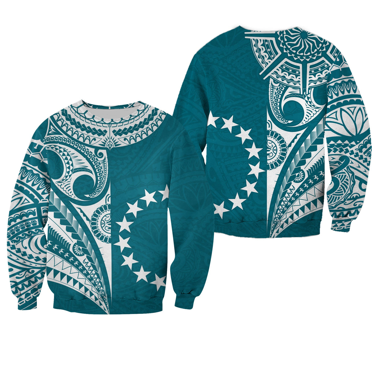 Cook Islands Tatau Sweatshirt Symbolize Passion Stars Version Blue LT13 Unisex Blue - Polynesian Pride