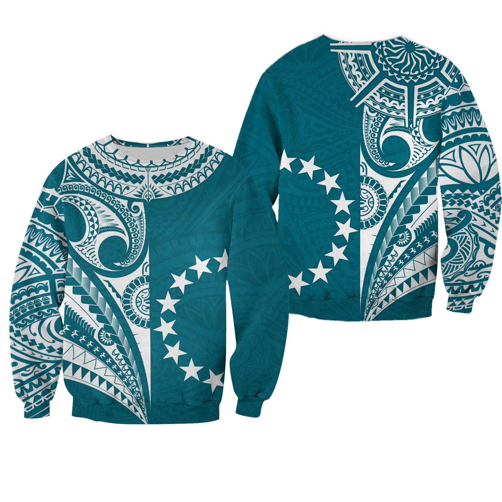 Cook Islands Tatau Sweatshirt Symbolize Passion Stars Version Blue LT13 Unisex Blue - Polynesian Pride