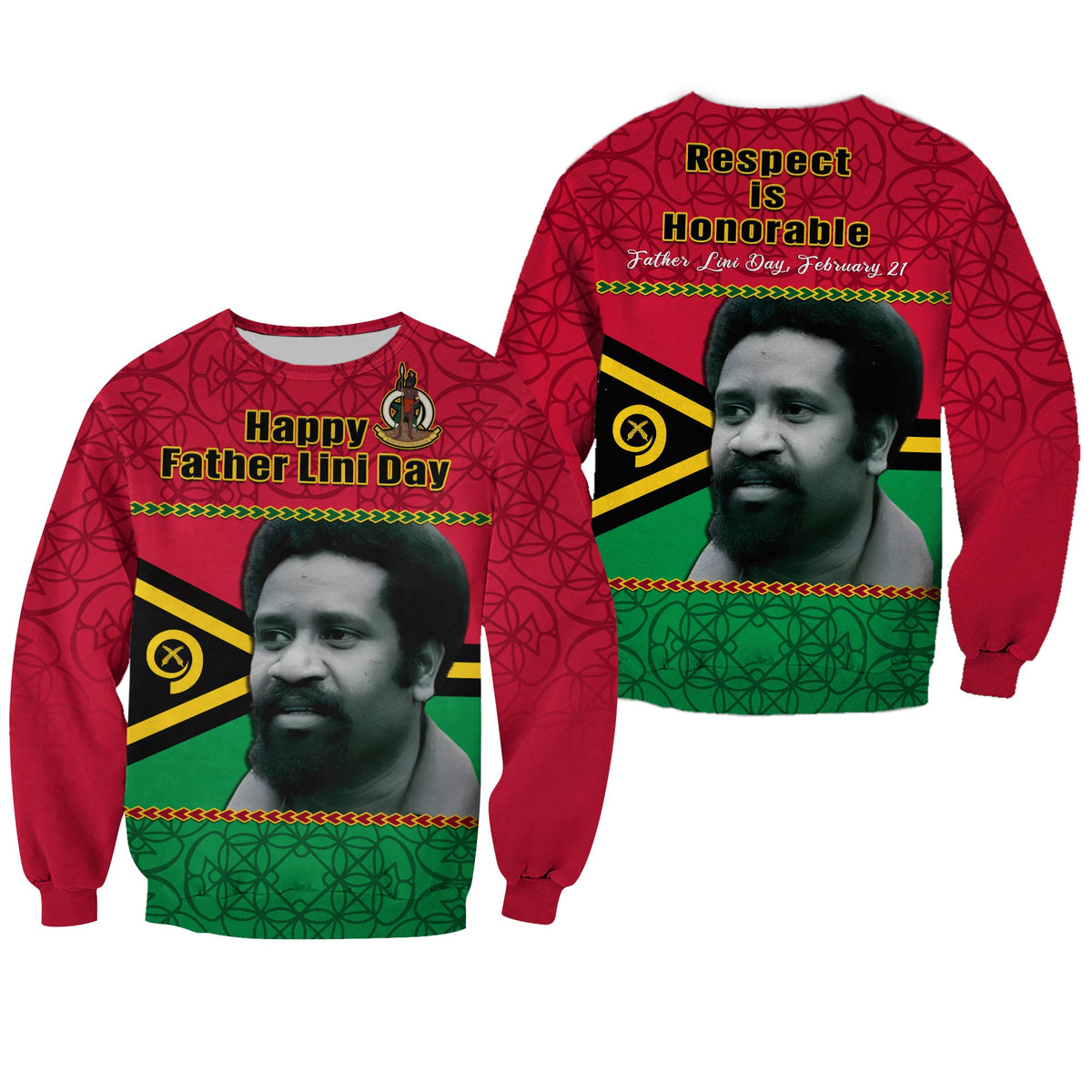 Vanuatu Sweatshirt Vanuatuan Flag Sand Drawing Happy Father Lini Day LT14 Unisex Red - Polynesian Pride