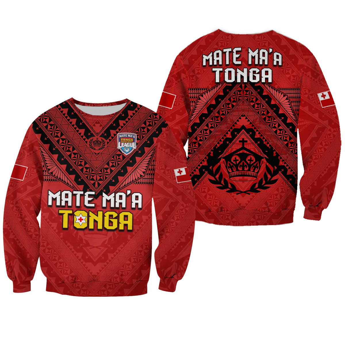 Tonga Rugby MMT Sweatshirt Ngatu Mate Maa Tonga Simple LT13 Unisex Red - Polynesian Pride