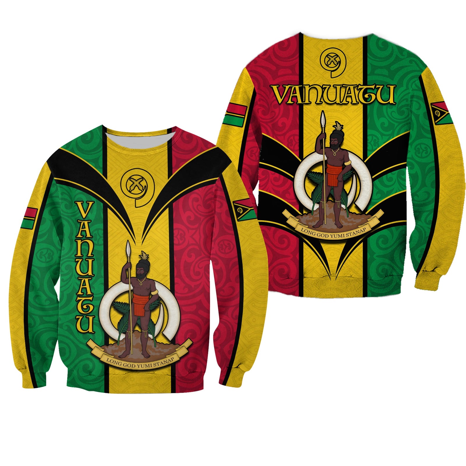 Vanuatu Sweatshirt Pig Tusk Polynesian LT13 Unisex Yellow - Polynesian Pride