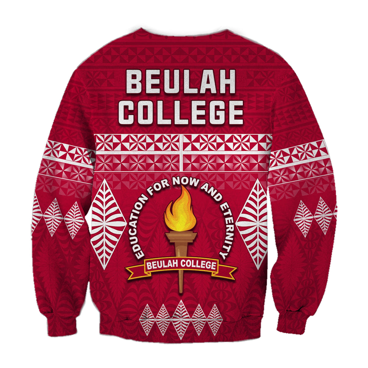 Beulah College Sweatshirt Ngatu Pattern Tonga LT13 - Polynesian Pride