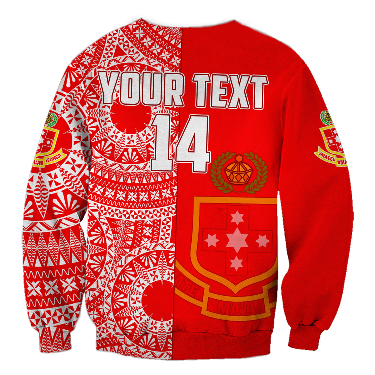 (Custom Text And Number) Kolisi Tonga High School Sweatshirt Class Of Year Tongan Ngatu Pattern LT14 - Polynesian Pride