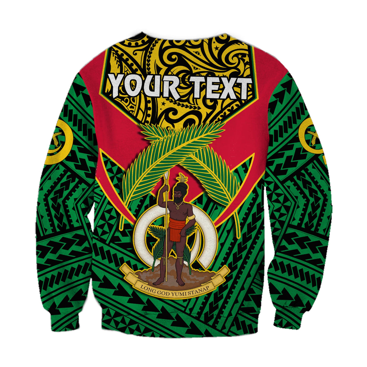(Custom Personalised) Vanuatu Rugby Sweatshirt Coat Of Arms Polynesian Pattern LT14 - Polynesian Pride