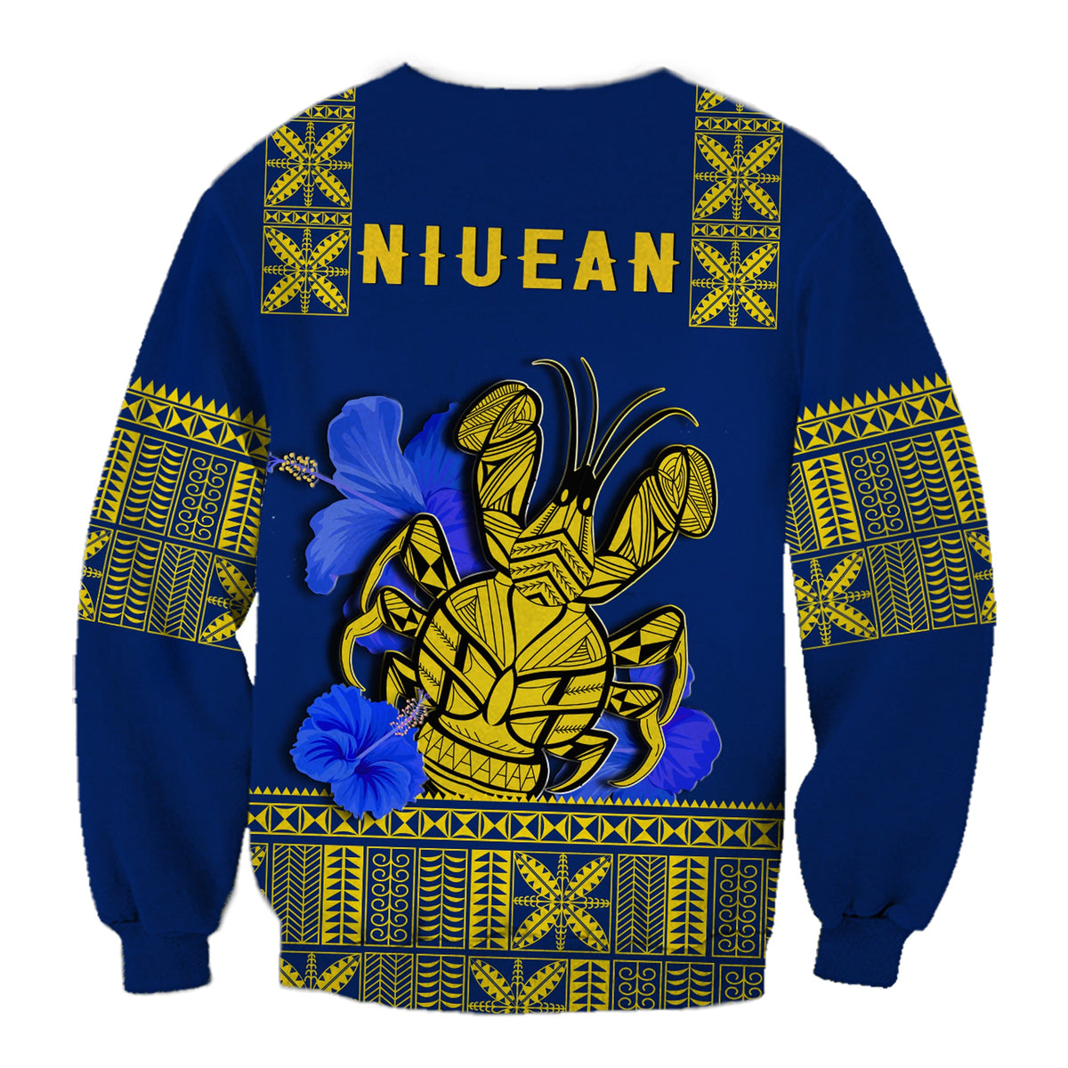 Niue Sweatshirt Happy Constitution Day Niuean Hiapo Crab With Map LT14 - Polynesian Pride