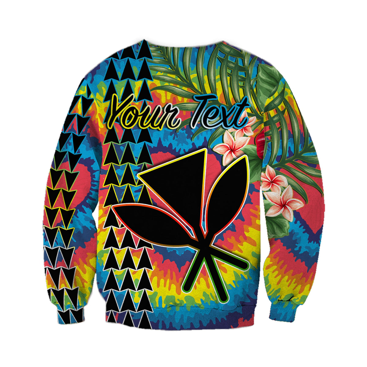 (Custom Personalised) Hawaii Rainbow Tie Dye Sweatshirt Flowers Polynesian Hawaiian Tribal LT13 - Polynesian Pride