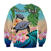 (Custom Personalised) Polynesian Turtle Coconut Tree And Orchids Sweatshirt LT14 - Polynesian Pride