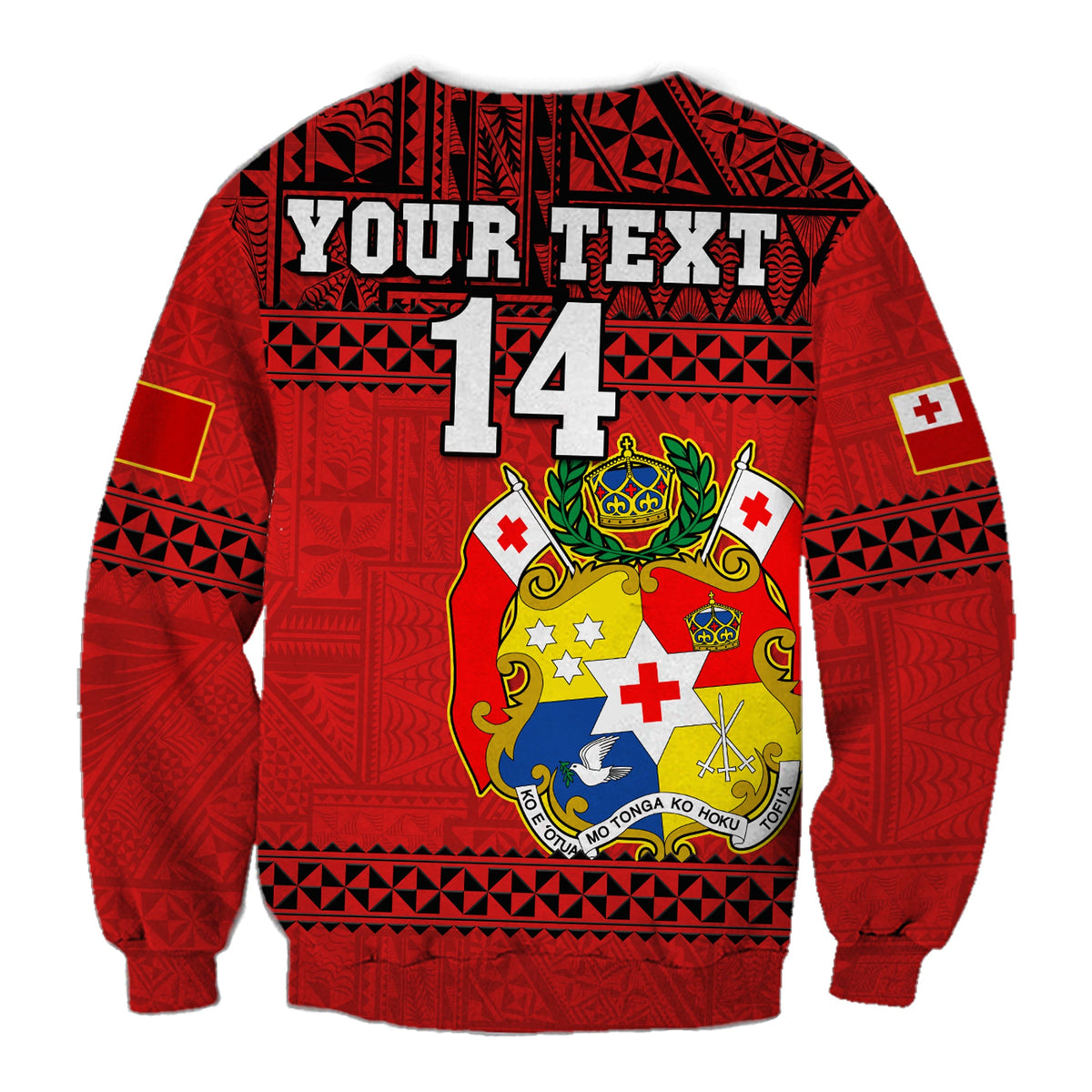 (Custom Text And Number) Tonga Rugby Sweatshirt Mate Maa Tonga Pacific Ngatu Black LT14 - Polynesian Pride