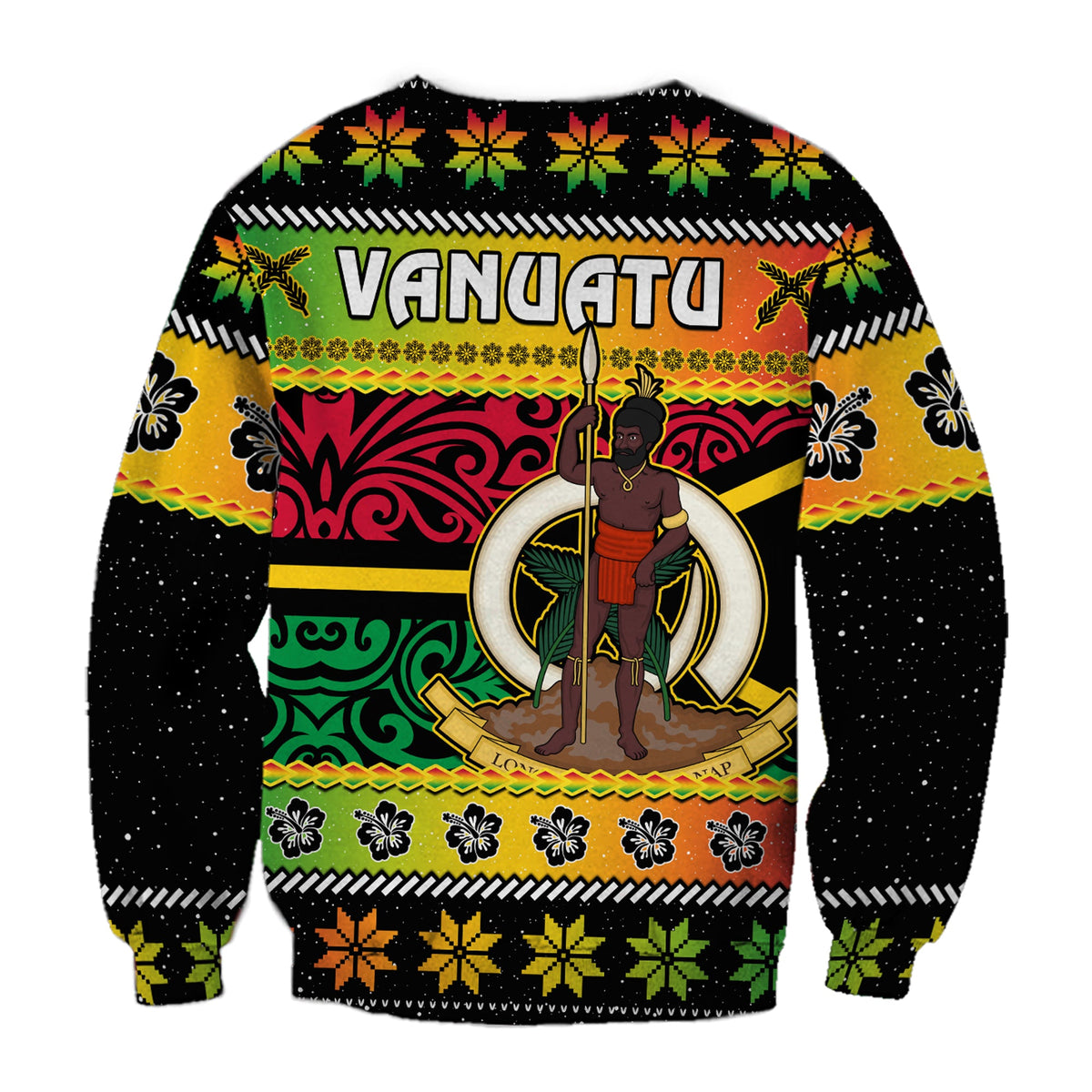 Vanuatu Christmas Sweatshirt Pig Tusk Polynesian Joyeux Noel Flag Art LT14 - Polynesian Pride