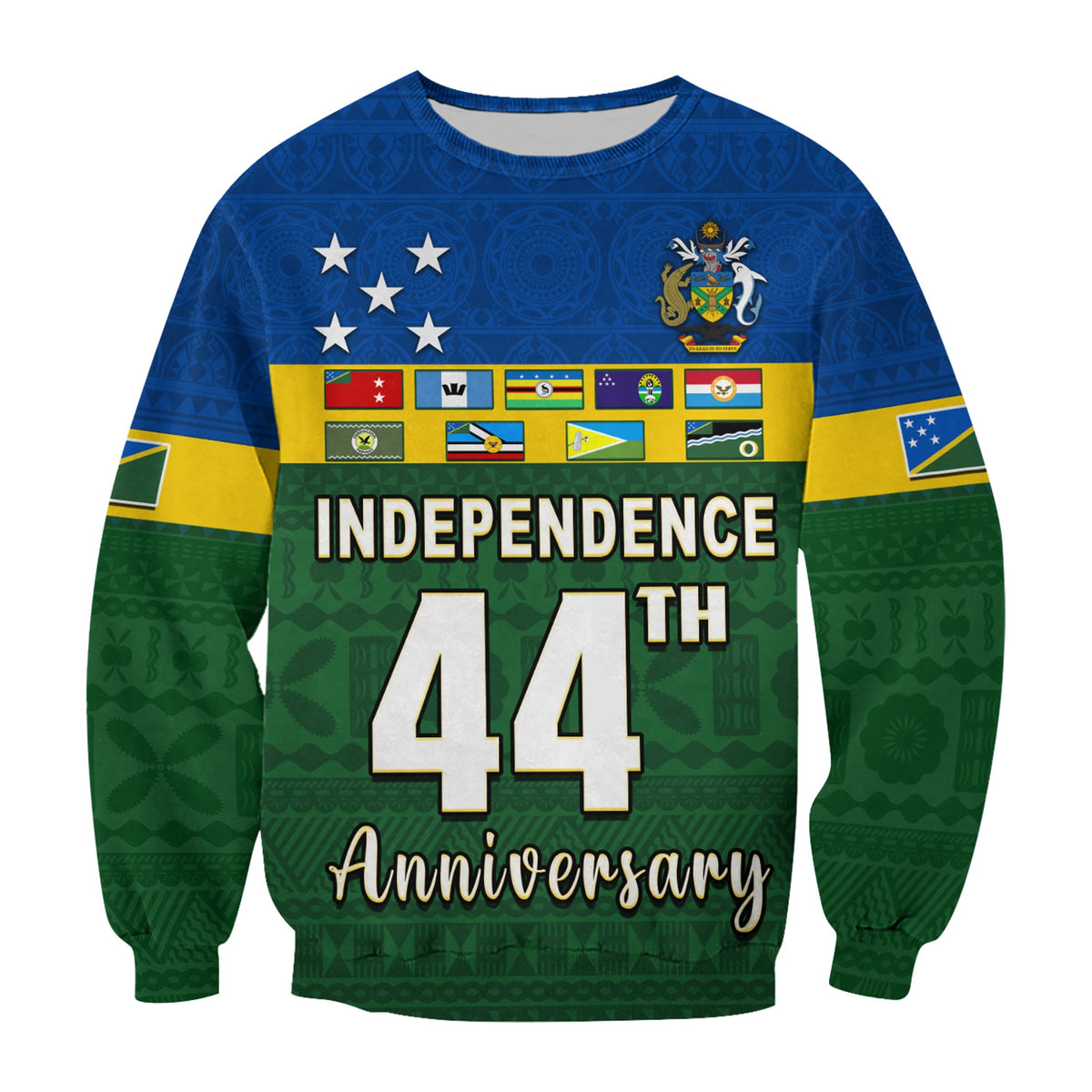 Solomon Islands National Day Sweatshirt Independence Day Tapa Pattern LT13 - Polynesian Pride