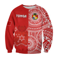 (Custom Text And Number) Tonga Sweatshirt Tongan Coat Of Arms Ngatu Pattern LT14 - Polynesian Pride