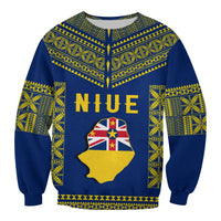 Niue Sweatshirt Happy Constitution Day Niuean Hiapo Crab With Map LT14 Unisex Blue - Polynesian Pride
