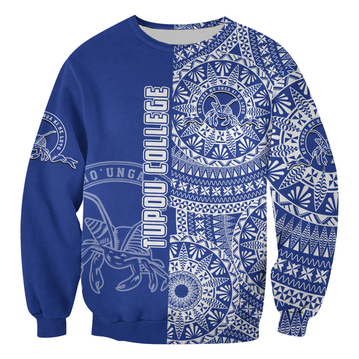 (Custom Personalised) Tupou Tonga College Sweatshirt Tongan Ngatu Pattern LT14 - Polynesian Pride