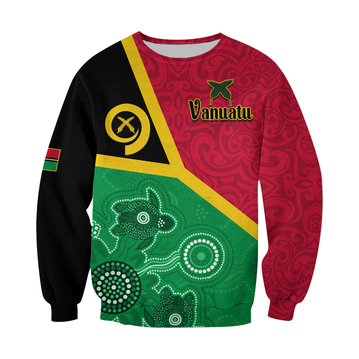 Vanuatu Sweatshirt Aboriginal Turtle Mix Sand Drawing LT13 - Polynesian Pride