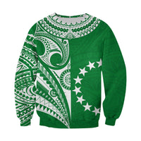 Cook Islands Tatau Sweatshirt Symbolize Passion Stars Version Green LT13 - Polynesian Pride