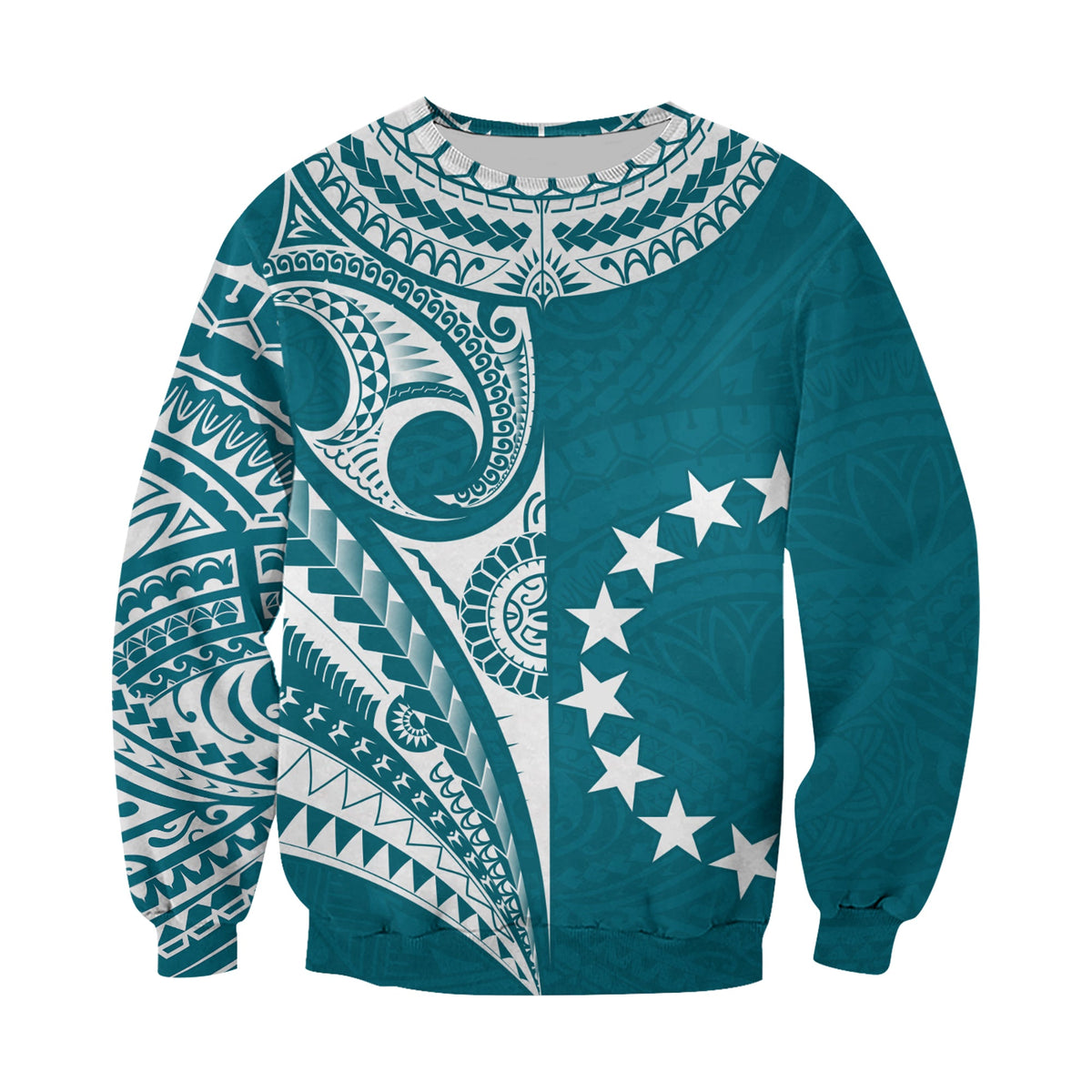 Cook Islands Tatau Sweatshirt Symbolize Passion Stars Version Blue LT13 - Polynesian Pride