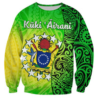 Cook Islands Sweatshirt Cook Islands Coat Of Arms Turtle Polynesian LT14 Unisex Green - Polynesian Pride
