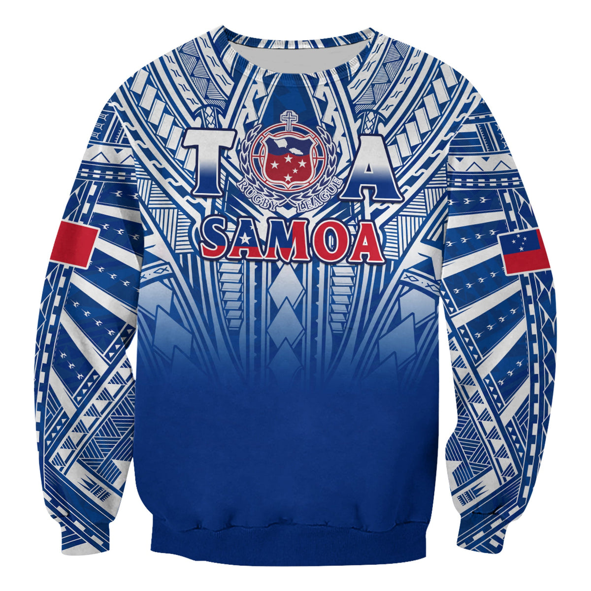 (Custom Text And Number) Samoa Rugby Sweatshirt Personalise Toa Samoa Polynesian Pacific Navy Version LT14 - Polynesian Pride