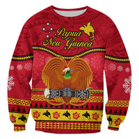 Papua New Guinea Christmas Sweatshirt Bird Of Paradise Bikpela Hamamas Blong Dispela Krismas LT14 Unisex Red - Polynesian Pride