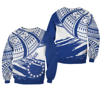 ( Custom Personalised) Cook Islands Sweatshirt Flag Style Blue With Claw Pattern LT13 - Polynesian Pride