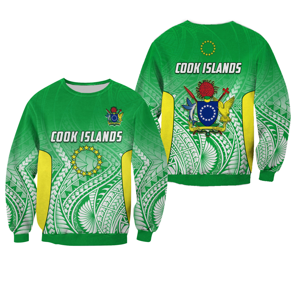 Cook Islands Sweatshirt Pattern Be Unique LT13 Unisex Green - Polynesian Pride
