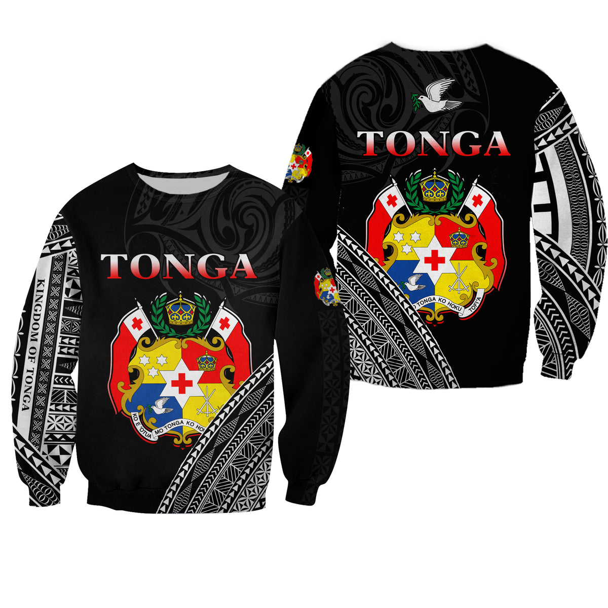 Tonga Sweatshirt Tongan Pattern Blithesome Version Black LT13 Unisex Black - Polynesian Pride