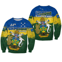 Solomon Islands Sweatshirt Happy 44th Independence Anniversary Polynesian Pattern LT14 Unisex Blue - Polynesian Pride